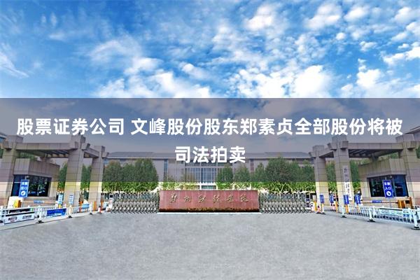 股票证券公司 文峰股份股东郑素贞全部股份将被司法拍卖
