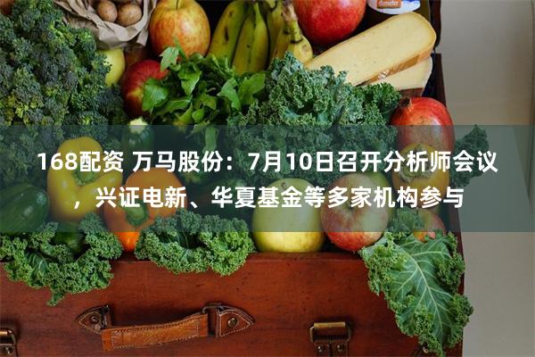 168配资 万马股份：7月10日召开分析师会议，兴证电新、华夏基金等多家机构参与