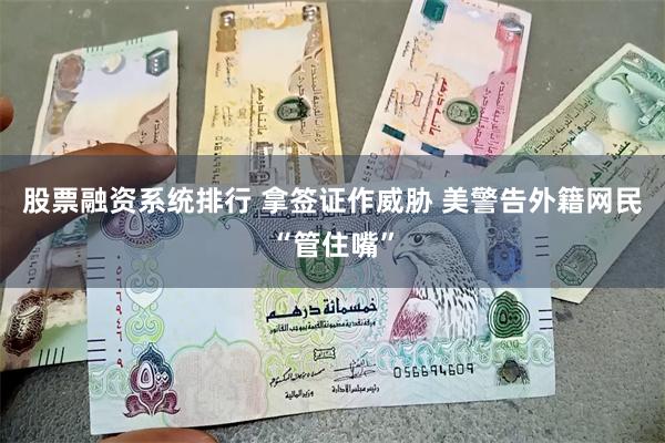 股票融资系统排行 拿签证作威胁 美警告外籍网民“管住嘴”